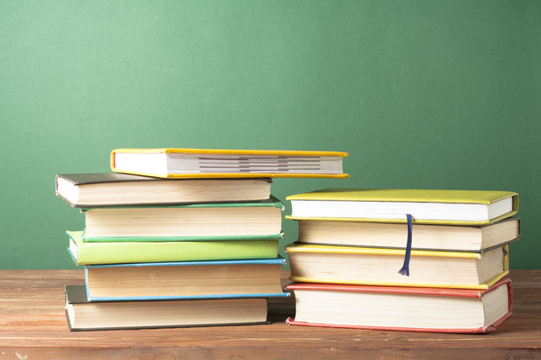 Stack of colorful books. Education background. Back to school. Copy space for text. - Photo, image