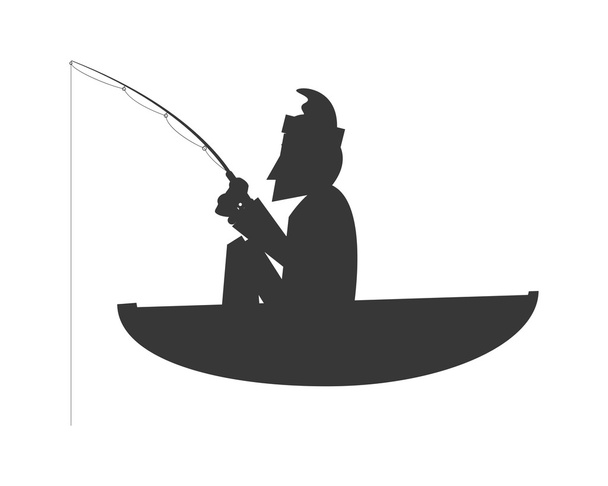 uomo pesca sull'icona della barca
 - Vettoriali, immagini