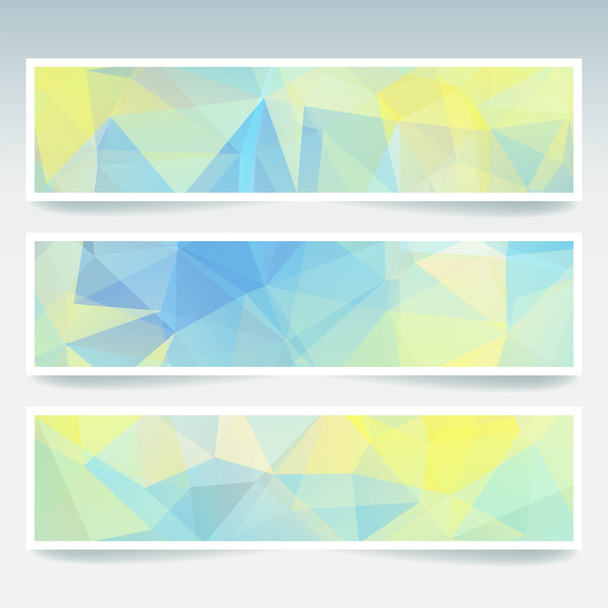 Встановити з абстрактним тлом. Сучасні векторні банери з полігональними трикутниками. Білий, жовтий, синій кольори
. - Вектор, зображення