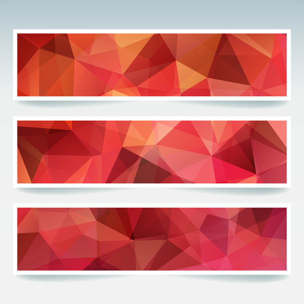 Ensemble de modèles de bannières avec fond abstrait. Bannières vectorielles modernes avec fond polygonal. Rouge, couleurs marron
. - Vecteur, image