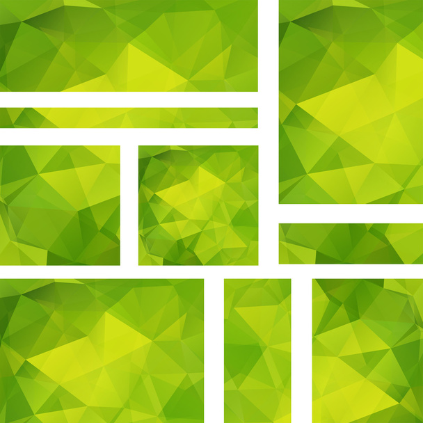 Bandiere orizzontali con triangoli poligonali. Sfondo poligonale, illustrazione vettoriale. Colore verde
 - Vettoriali, immagini