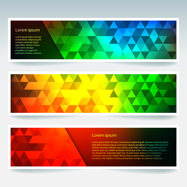 Bandeiras vetoriais com triângulos abstratos poligonais. Baixo poligonal abstrato poli banners
 - Vetor, Imagem