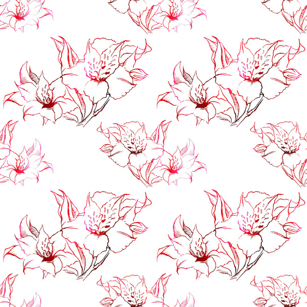 Červené a černé kosatců květinový vzor bezešvé texturu pozadí vektor - Vektor, obrázek
