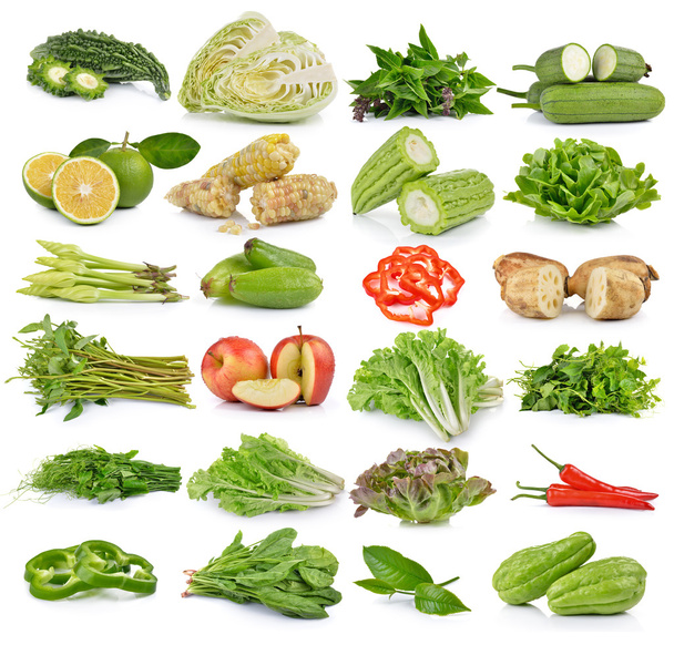 frutta e verdura su sfondo bianco - Foto, immagini