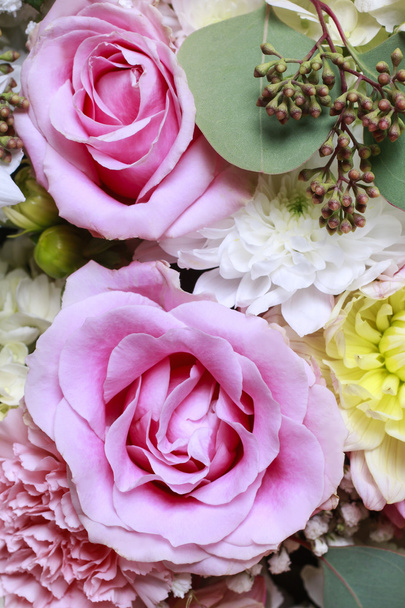 Flower background with rose, dahlia, hortensia and carnation flo - Φωτογραφία, εικόνα