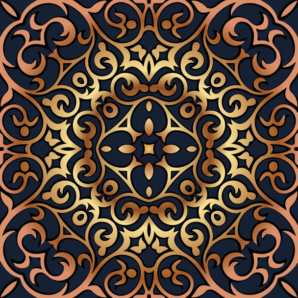 Decorative elements vector color pattern lace mandala on a dark background embossed under the skin - Vector, Image