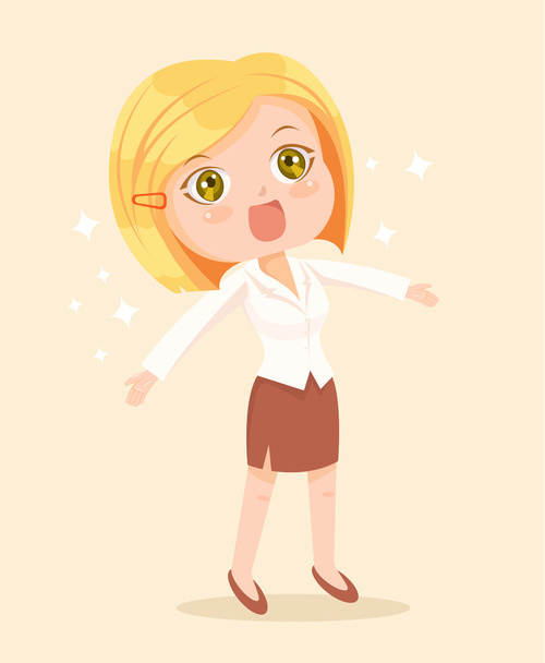 Happy business woman character. Vector flat cartoon illustration - Vector, Imagen