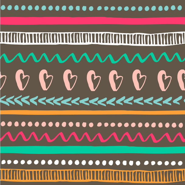 Patrón tribal sin fisuras. Textura dibujada a mano colorida. Formación étnica. Ilustración vectorial
 - Vector, Imagen