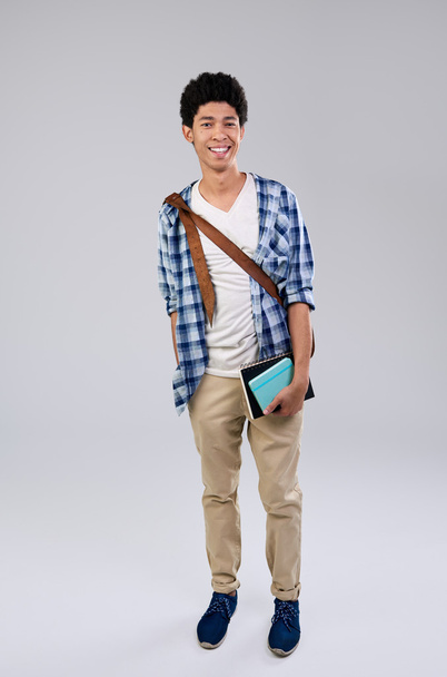 student with books and bag - Foto, Imagem