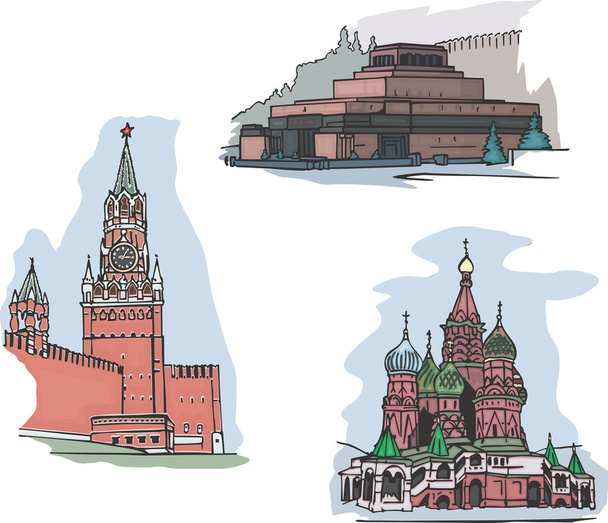 Moskova, Venäjä, Punaisen torin nähtävyydet
 - Vektori, kuva