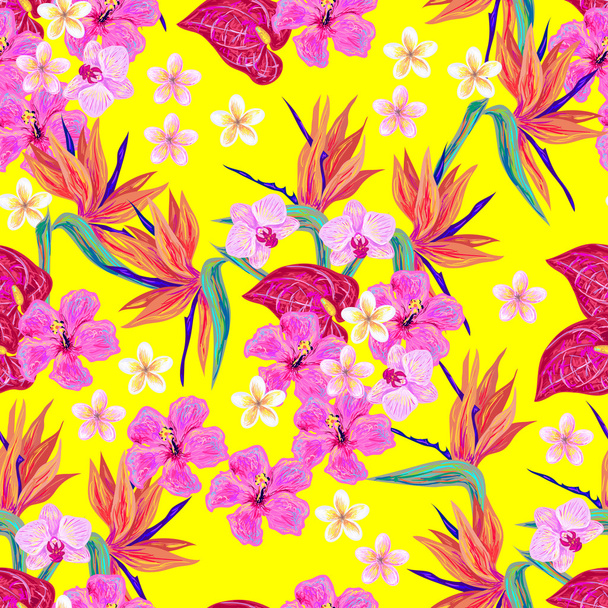 Seamless summer tropical pattern - Vector, Image