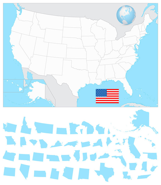 ΗΠΑ κενό χάρτη με αυτό έχει διαχωριστεί μέλη - Διάνυσμα, εικόνα