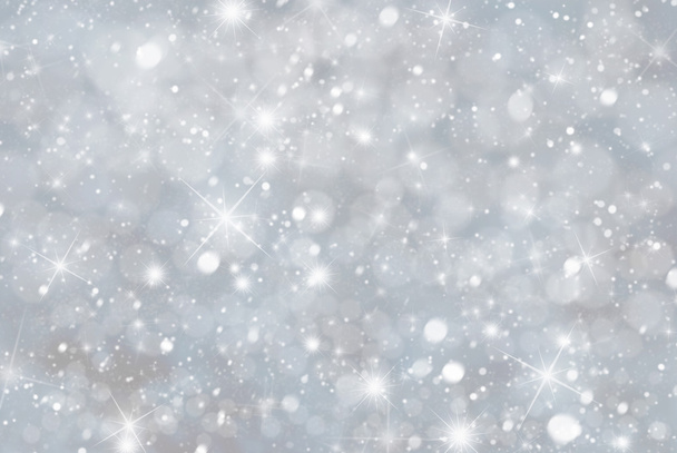 Gray Christmas Background With Snwoflakes, Bokeh And Stars, Blue Color - Fotoğraf, Görsel