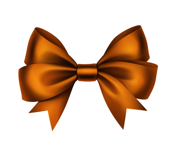 Vector Shiny Orange Satin Gift Bow Close up Isolated on White Background - Вектор,изображение