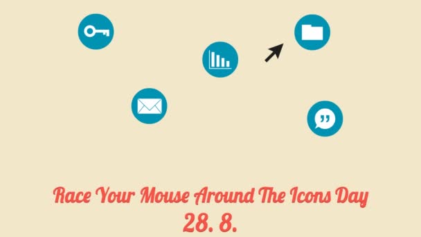 Carrera de su ratón alrededor de los iconos cartel del día (28. 8., celebración anual
) - Metraje, vídeo