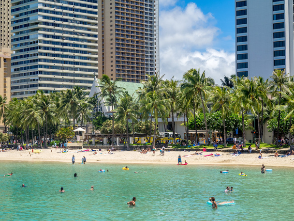 Słynnej plaży Waikiki - Zdjęcie, obraz