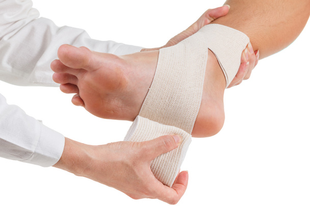Flexible elastic supportive orthopedic bandage, compression stabilizer ankle. - Photo, image