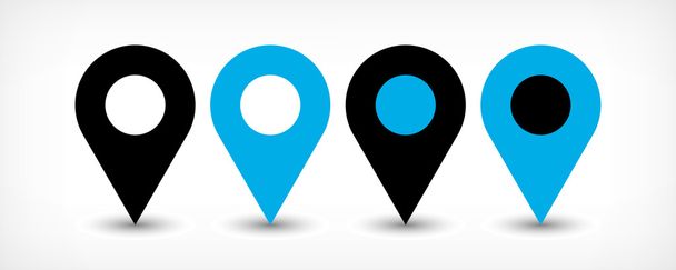 Kék lakás Térkép kitűző jel elhelyezés ikon-val árnyék - Fotó, kép