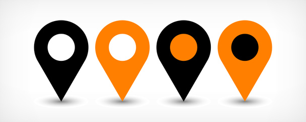 Orange flat map pin sign location icon with shadow - Photo, Image