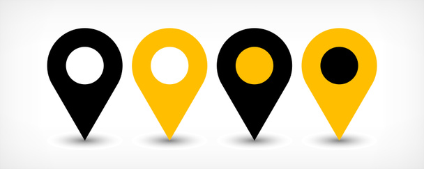 Yellow flat map pin sign location icon with shadow - Fotó, kép