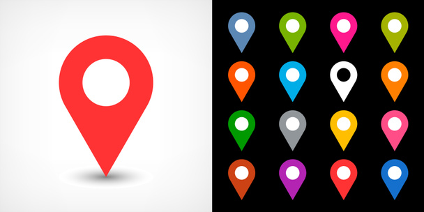 Piros Térkép kitűző jel elhelyezés ikon-val csepp árnyék-ban lakás egyszerű stílus - Fotó, kép