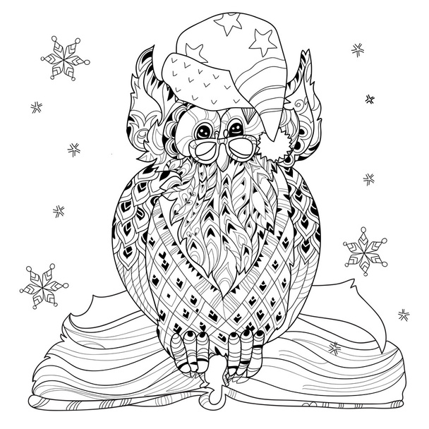 Christmas Owl on book - Vector, Image