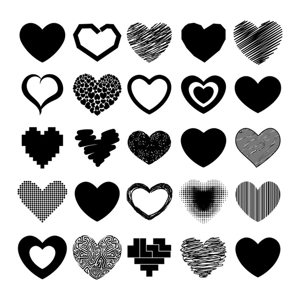 Красные векторные иконы сердца
 - Вектор,изображение