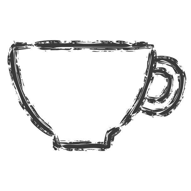 Vector hand drawn brush line black cup coffee on white background - Vector, Image