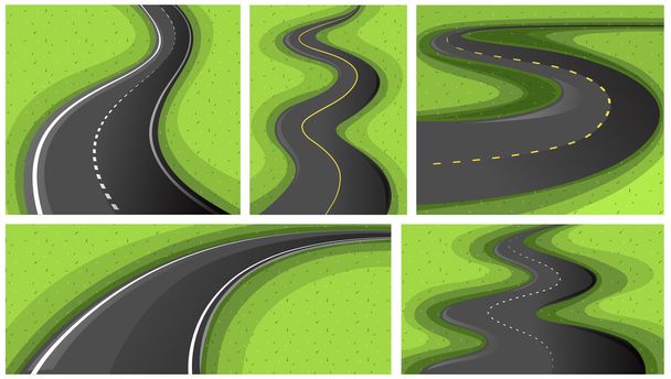 道路の形状の異なるシーン - ベクター画像
