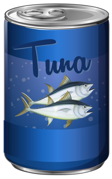 Canned food with tuna inside - Vector, Image