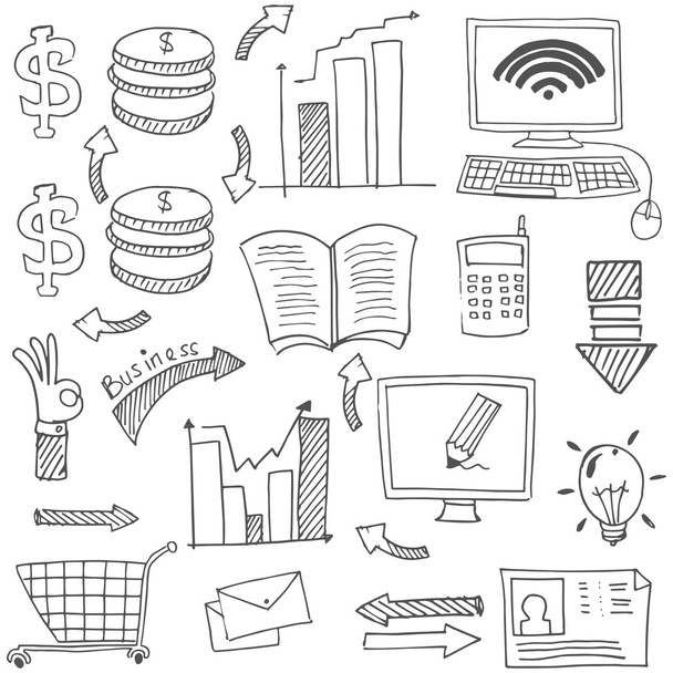 Doodle of business stock flat vector - Vector, Image