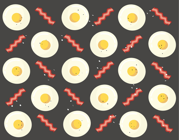 Fried egg and bacon breakfast background vector - Vector, Image