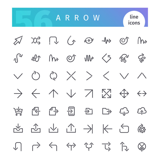 Arrow Line Icons Set - Vector, Image