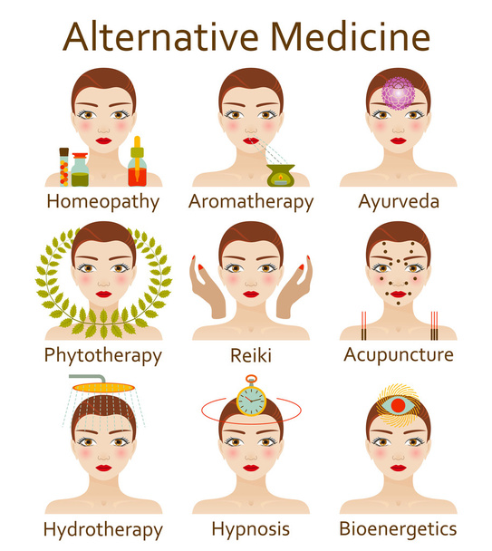 Conjunto de iconos de medicina alternativa. Ilustración vectorial
. - Vector, Imagen