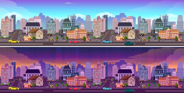 giorno e notte città sfondo
 - Vettoriali, immagini