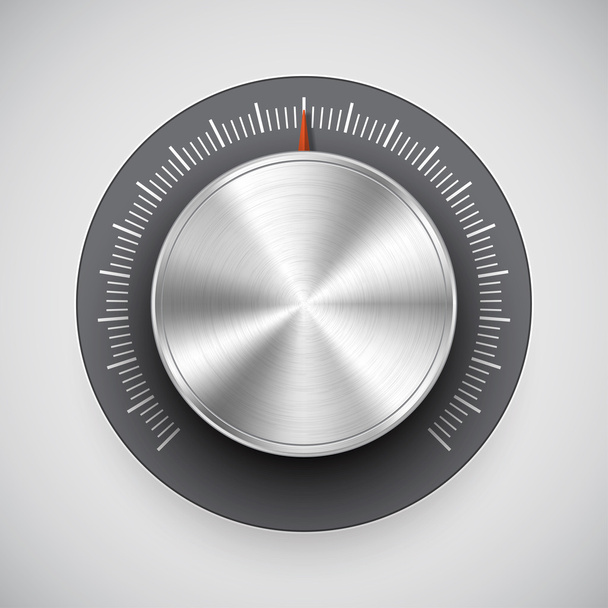 Volume button (music knob) with metal texture (chrome) - Vector, Image