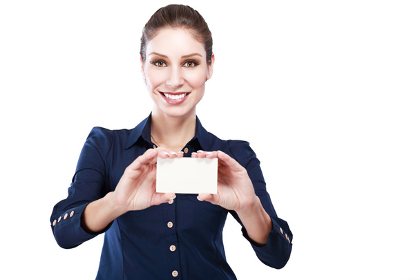 woman hold white credit card - Фото, зображення