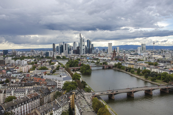 letní panorama finanční čtvrti ve Frankfurtu, Německo - Fotografie, Obrázek