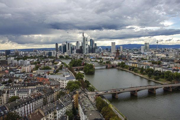 Літній Панорама фінансового району у Франкфурті, Німеччина - Фото, зображення