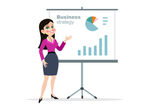 illustration business woman presentation - Vector, Image