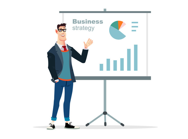 Illustration businessman presentation on white background - Vector, Image
