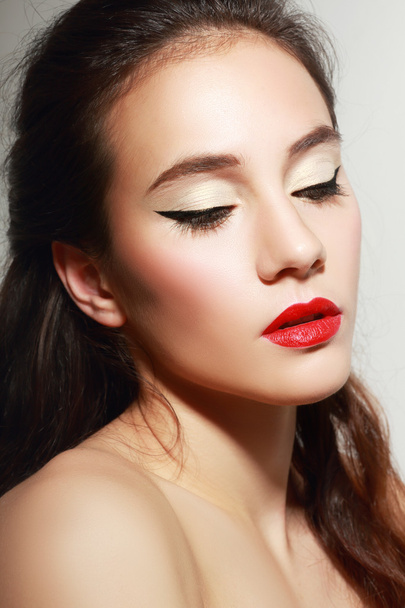 Beautiful woman with red lips  - Zdjęcie, obraz