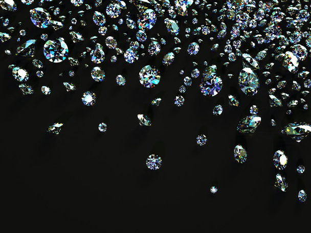 Diamonds scattered on black surface - Photo, Image