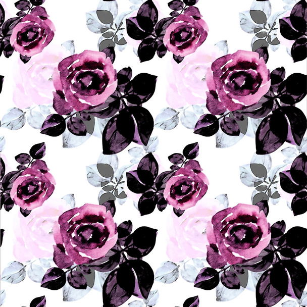 Бесшовные розы рисунок на цветном фоне
 - Фото, изображение