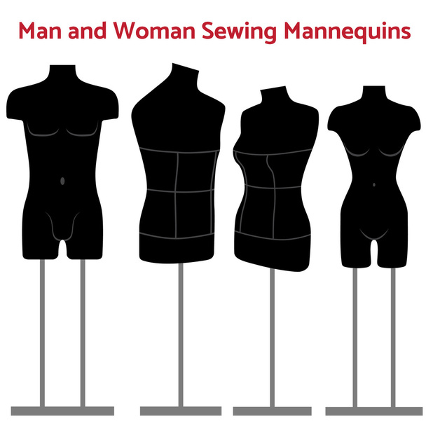 Female and man body mannequin set - Vector, Imagen