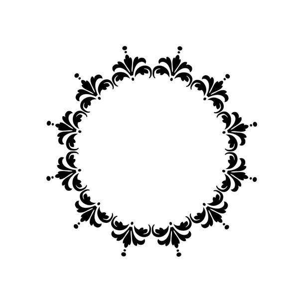 black damask circle frame illustration - Vector, Image