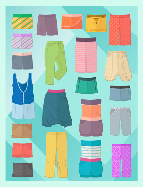 Shorts für Frauen in flachem Design  - Vektor, Bild