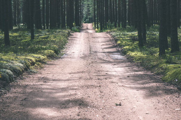 simple country road in summer - vintage film effect - Photo, Image