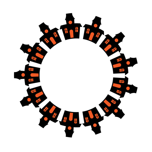 spookhuis cirkel frame illustratie - Vector, afbeelding