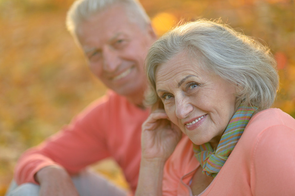 Senior couple in autumn park - Zdjęcie, obraz